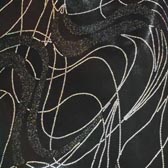 Fényes mintás elasztikus fürdőruha anyag - Black (Fekete)